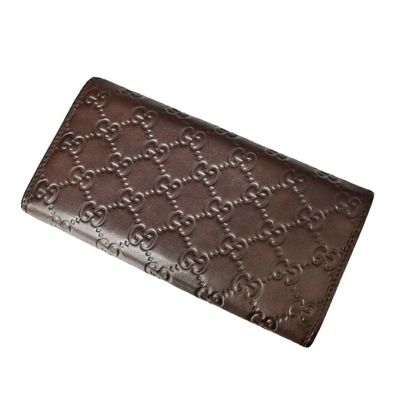 Gucci Long Mayfair ssima GG Brown Wallet Ribbon Leather - Picture 1 of 6